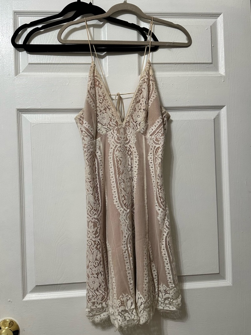 Lush Lace Slip Dress in Blush and Cream